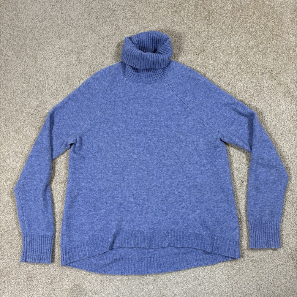 J.Crew Supersoft Yarn Turtleneck Sweater M Blue Alpaca Wool Blend Relaxed Fit
